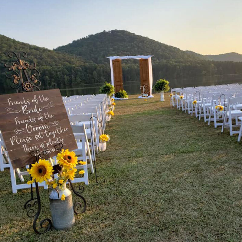Lakeside wedding ceremony at the Island